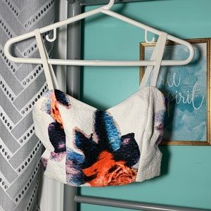 Forever 21 white floral crop top